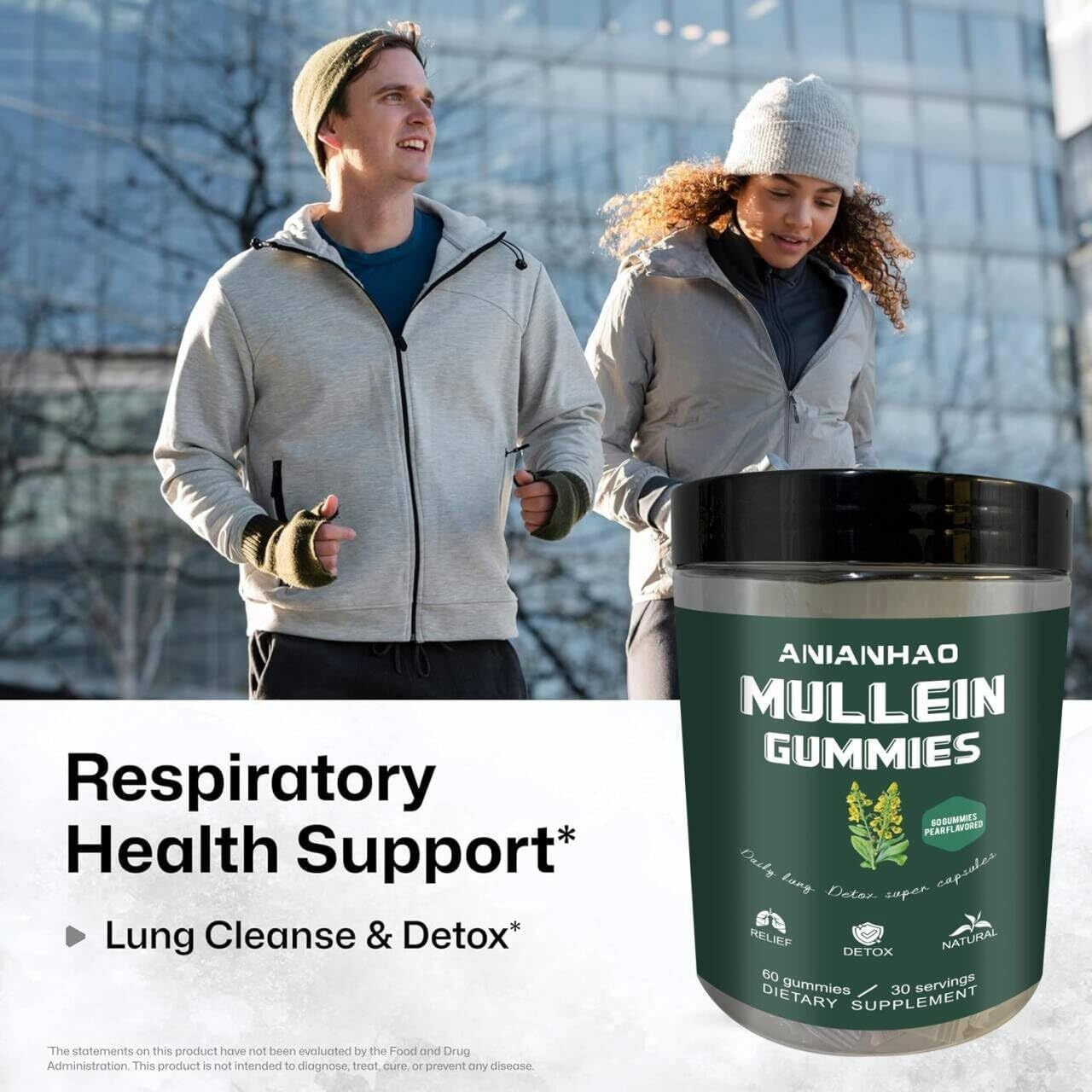 Mullein Leaf Gummies for Respiratory Support & Lung Health - 60 Ct