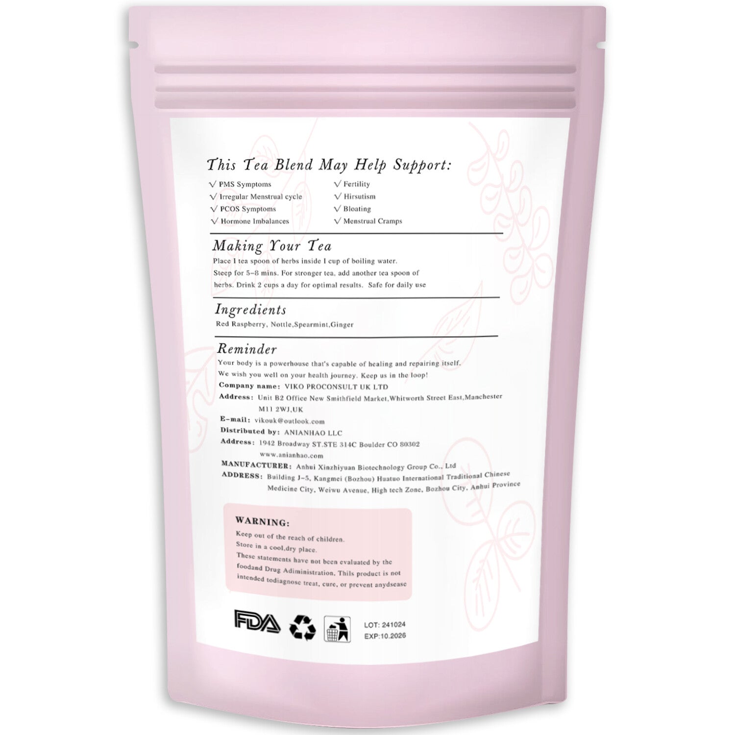 Hormone Balance Tea for Women, Natural Menstrual Cycle Support, Spearmint