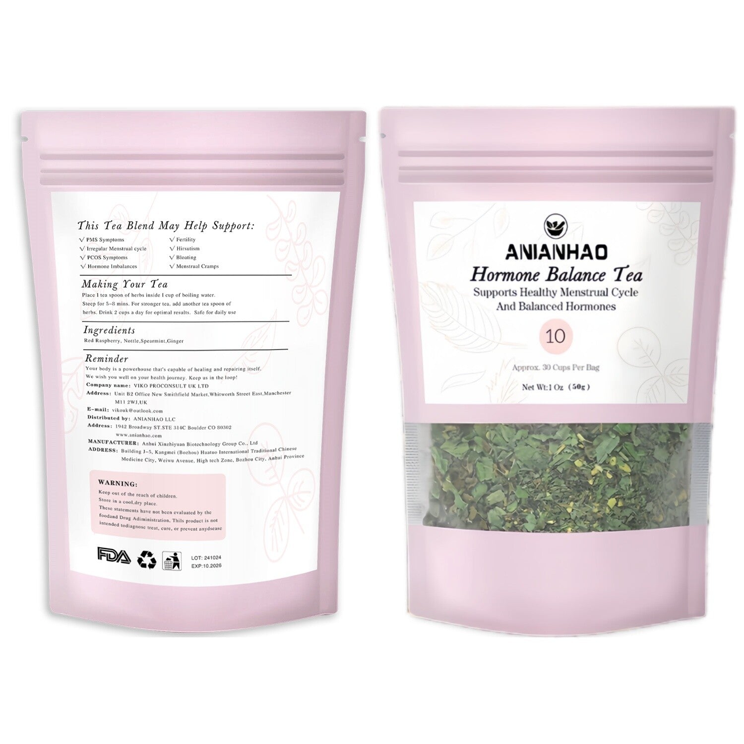 Hormone Balance Tea for Women, Natural Menstrual Cycle Support, Spearmint