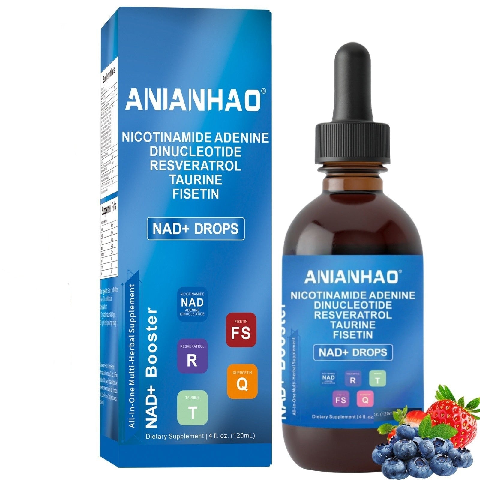 NAD+ Supplement 1000mg Liquid Drops for Energy & Anti-Aging (120ml)
