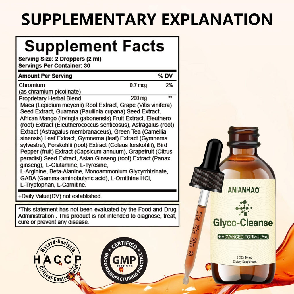 Glyco Clean Drops for Blood Sugar Support,Energy&Vitality-Natural Liquid Formula