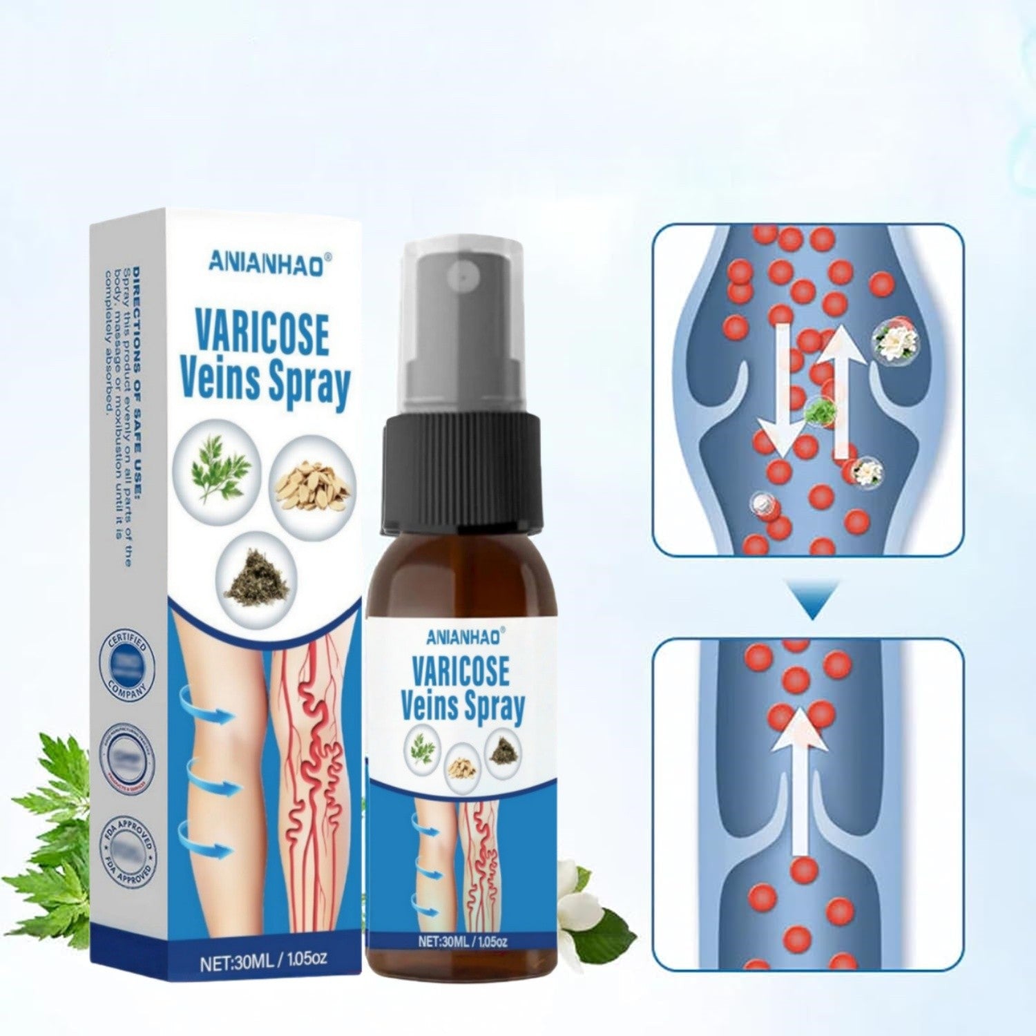 3 packs VeinGuard Herbal Spray: Varicose Vein Treatment for Legs & Circulation