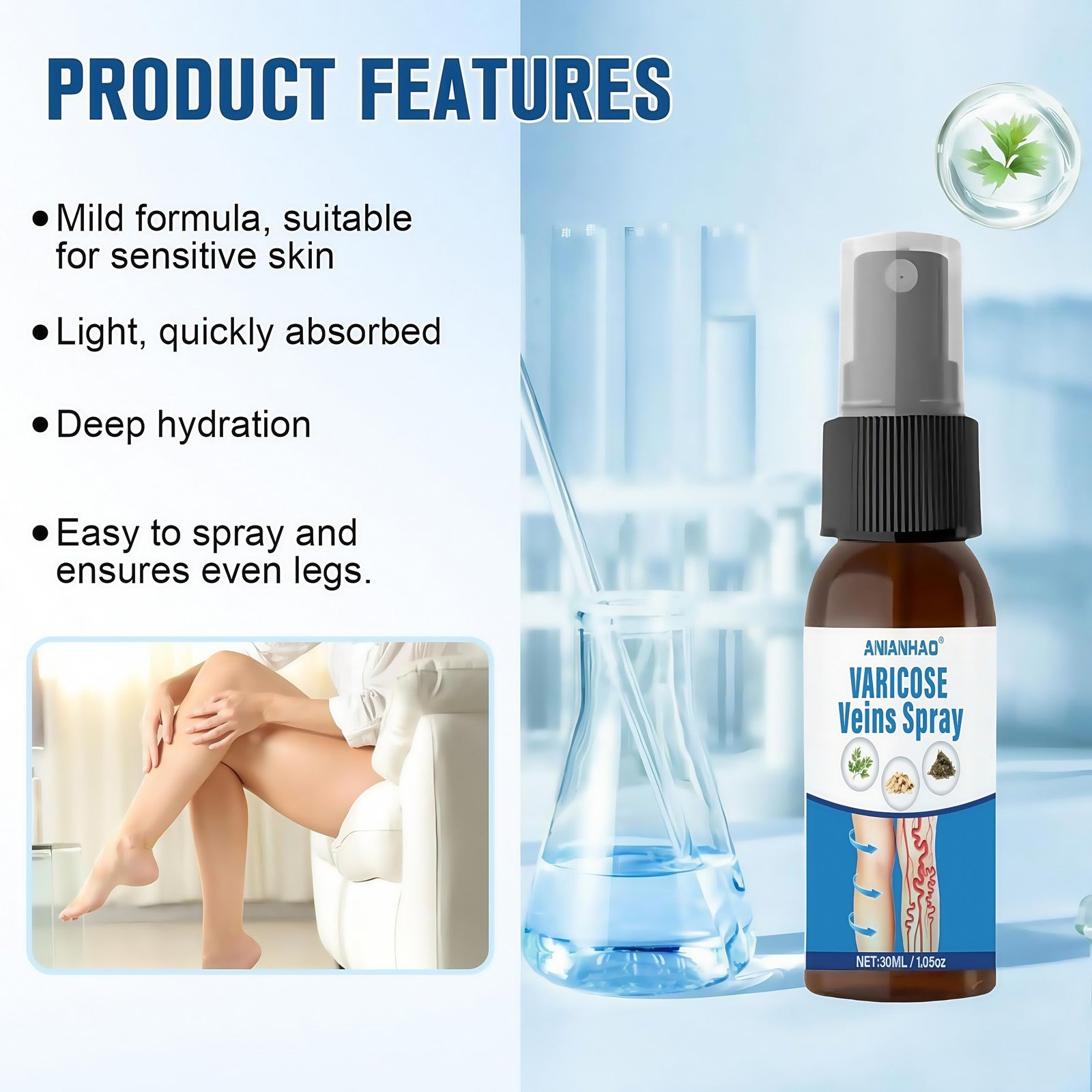3 packs VeinGuard Herbal Spray: Varicose Vein Treatment for Legs & Circulation