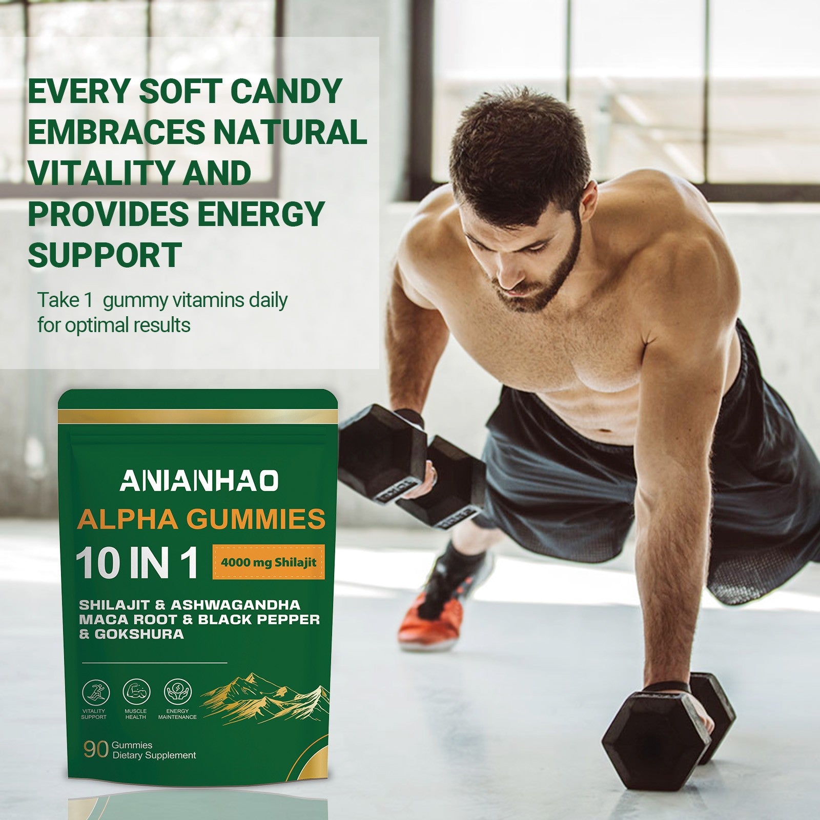 10-in-1 Alpha Gummies|4000mg Shilajit for Cognitive Support,Energy&Stress Relief