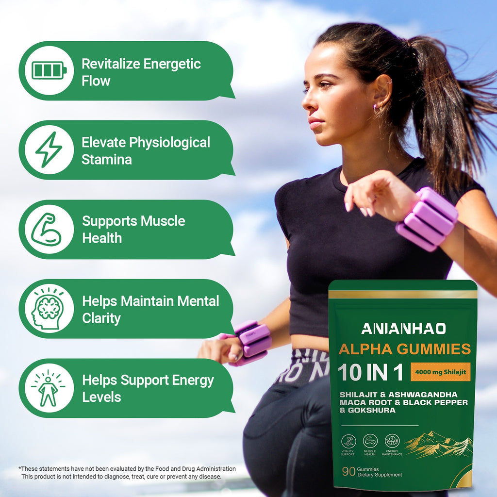 10-in-1 Alpha Gummies|4000mg Shilajit for Cognitive Support,Energy&Stress Relief