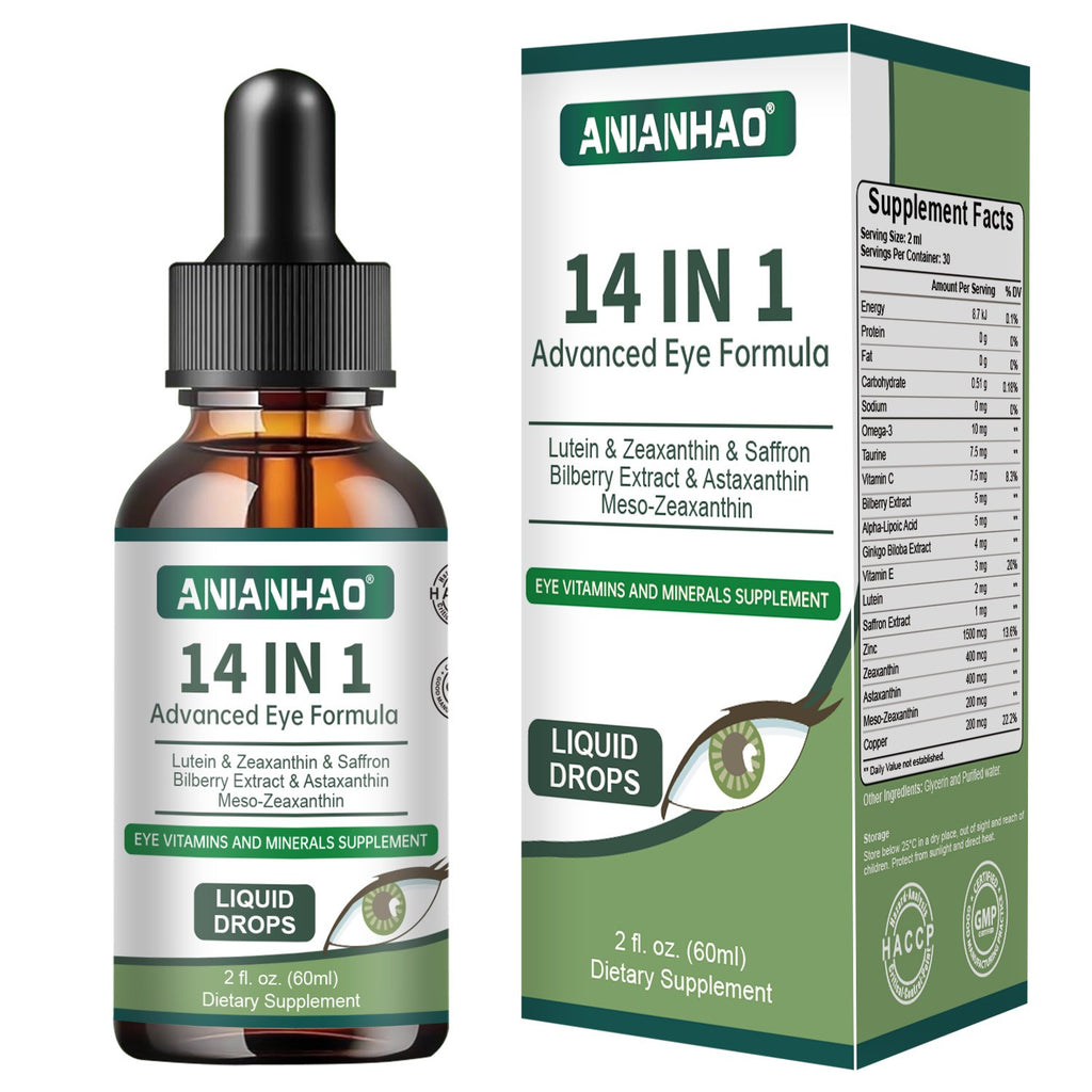 Dry Eye & Strain Relief Drops with Lutein & Zeaxanthin | 14-in-1 Formula, 60 mL
