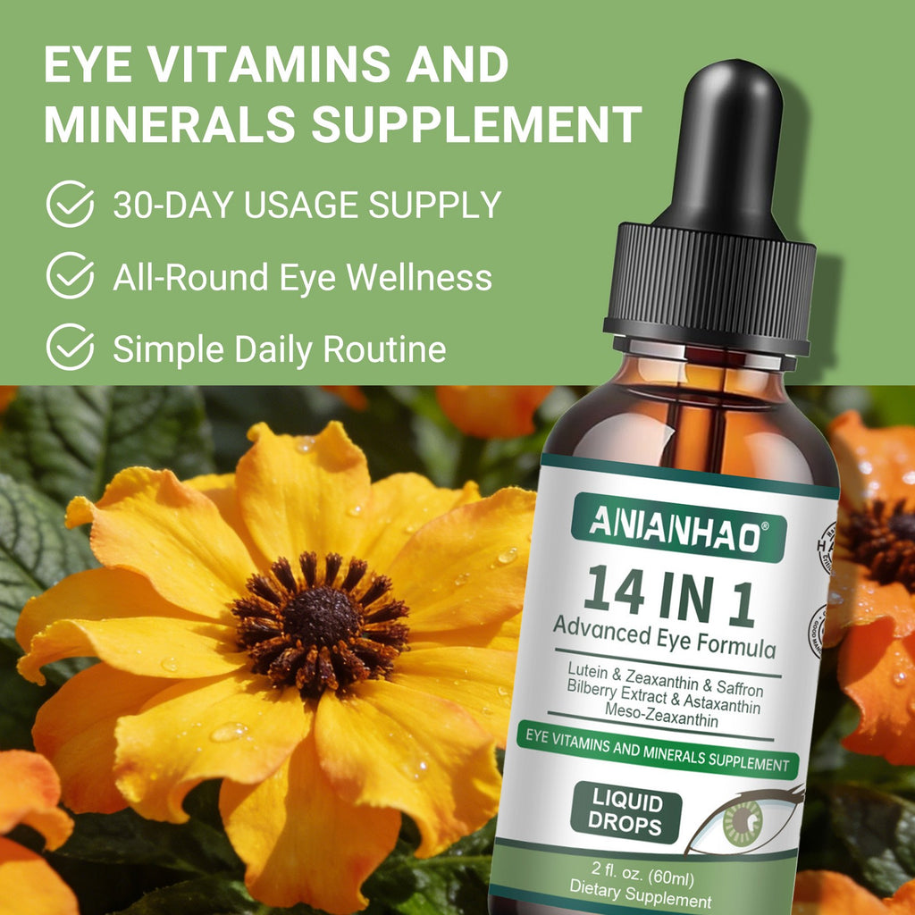 Dry Eye & Strain Relief Drops with Lutein & Zeaxanthin | 14-in-1 Formula, 60 mL