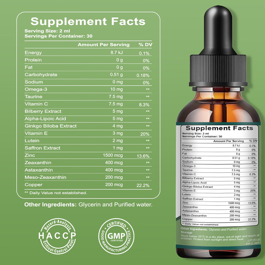 Dry Eye & Strain Relief Drops with Lutein & Zeaxanthin | 14-in-1 Formula, 60 mL