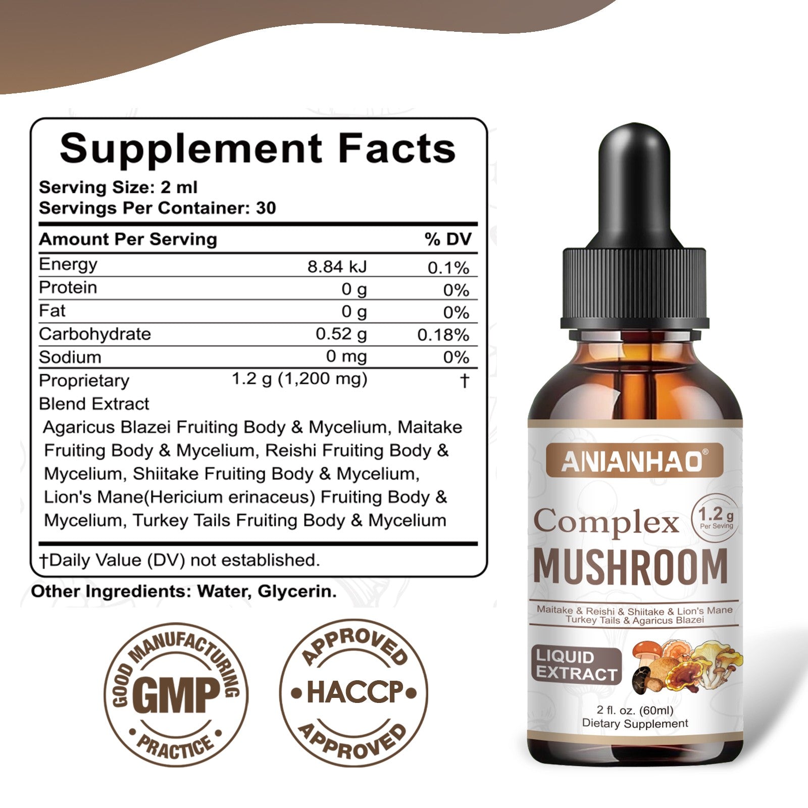 Lion's Mane Reishi Drops | 6-in-1 Mushroom Tincture for Immunity & Focus, 2oz