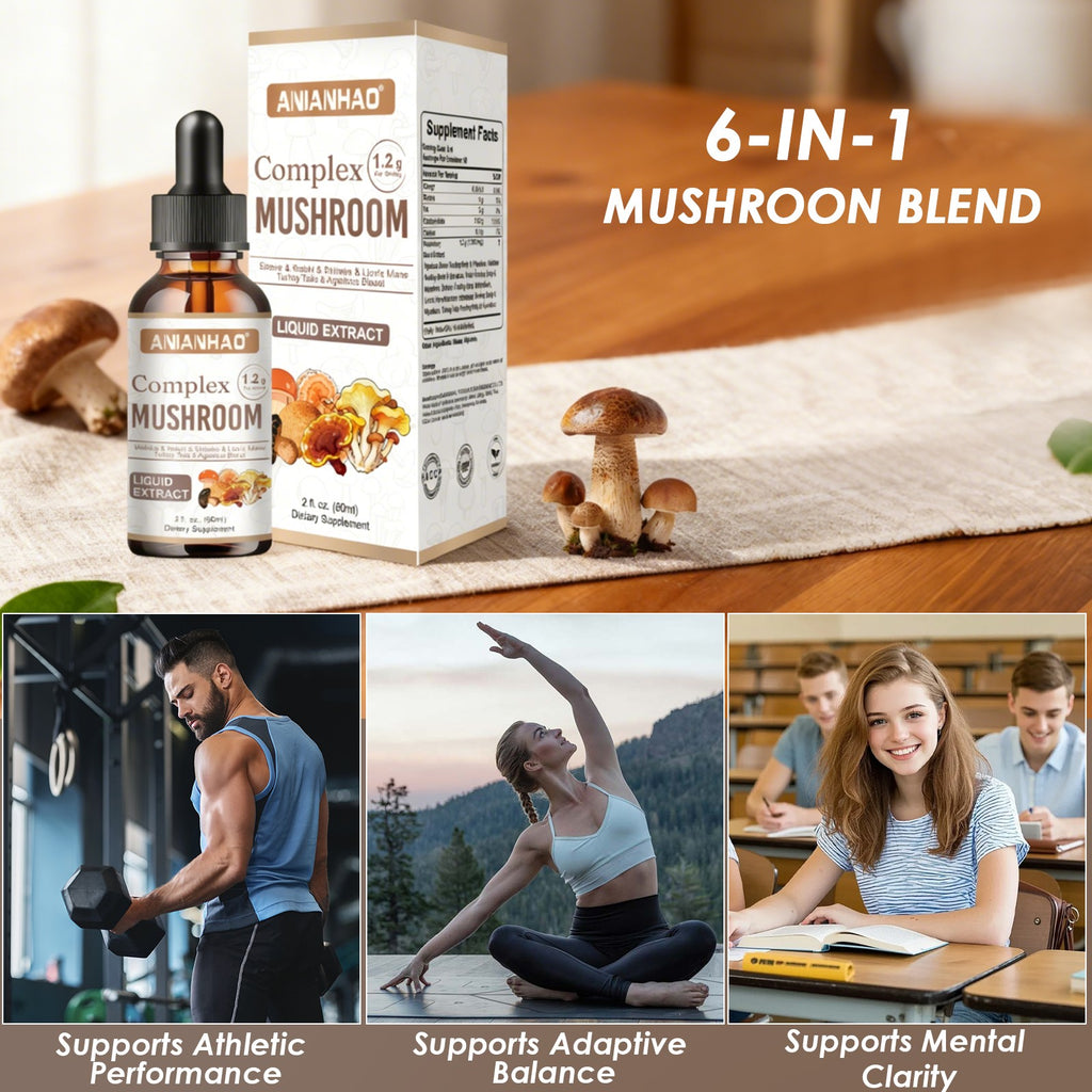 Lion's Mane Reishi Drops | 6-in-1 Mushroom Tincture for Immunity & Focus, 2oz